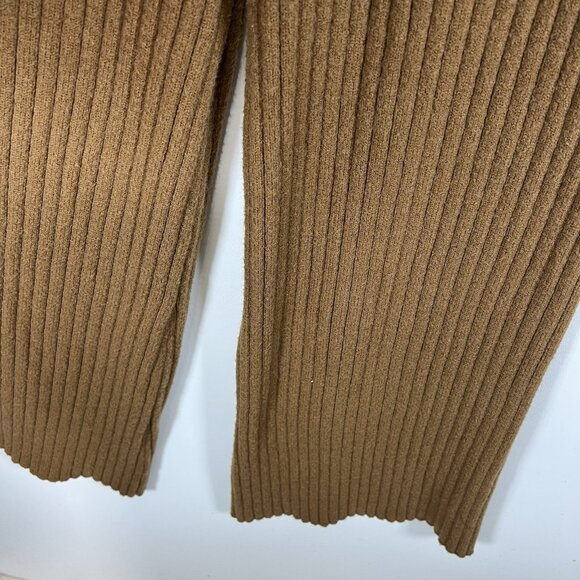 Zara Chunky Knit Ribbed Pants Drawstring Brown Women’s Size Medium Boho Comfy - Picture 3 of 7